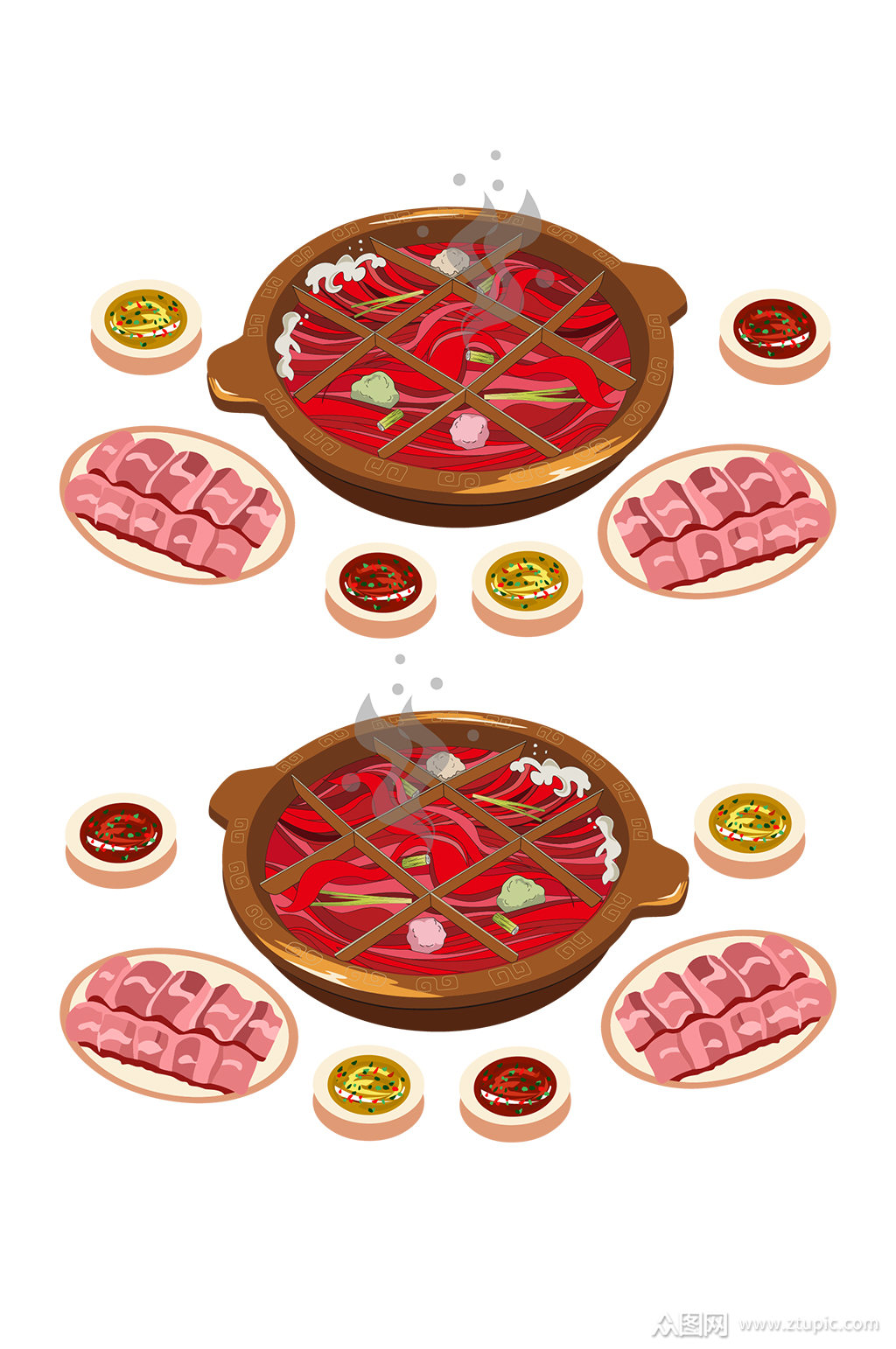 卡通九宫格火锅设计元素