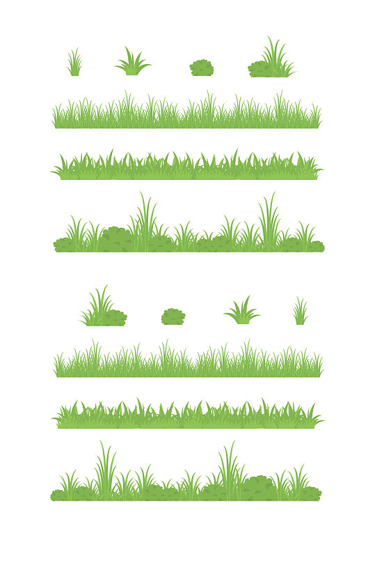 卡通春天清新嫩芽草地公园草丛元素