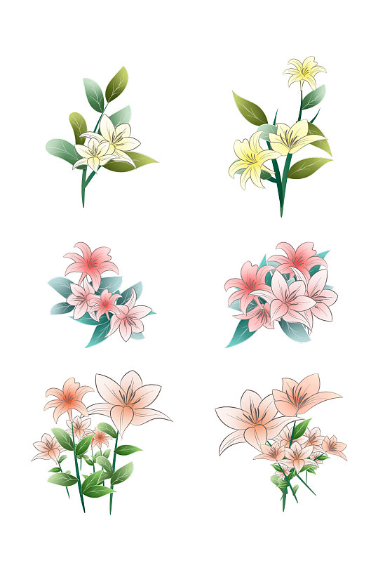 白色百合花矢量素材-众图网