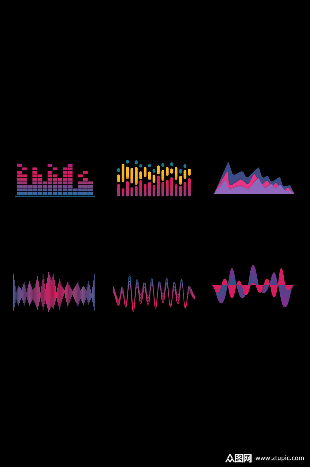 彩色声波音乐曲线线条素材