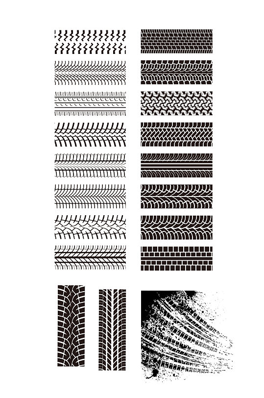 手绘轮胎压痕设计元素