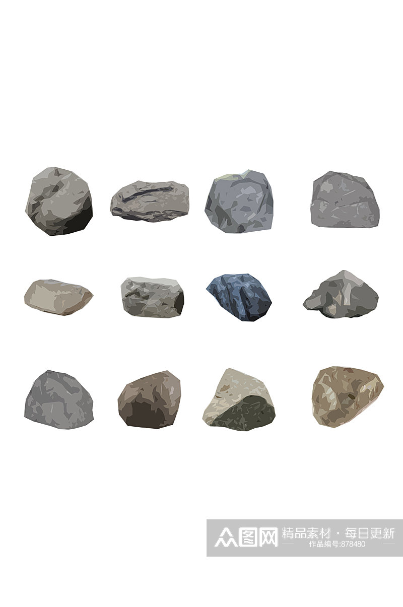 多款石头石材矢量元素素材