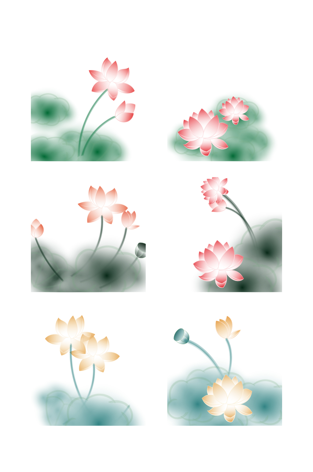 中国风水墨荷花素材合集素材