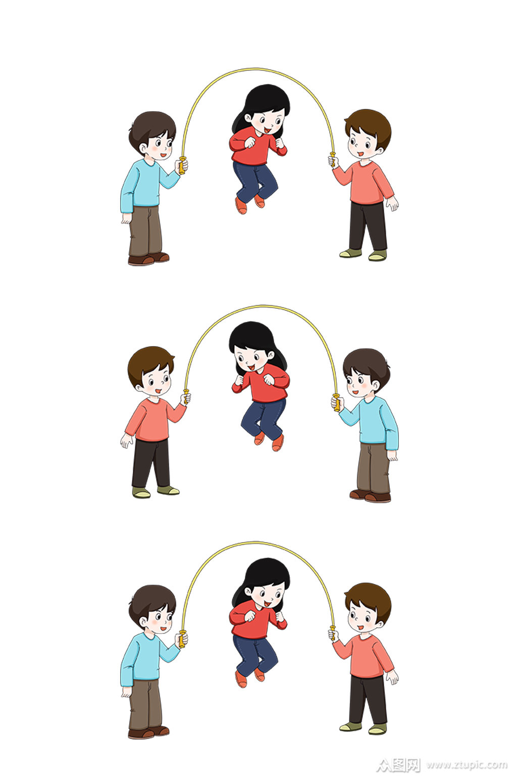 孩子跳绳卡通元素素材