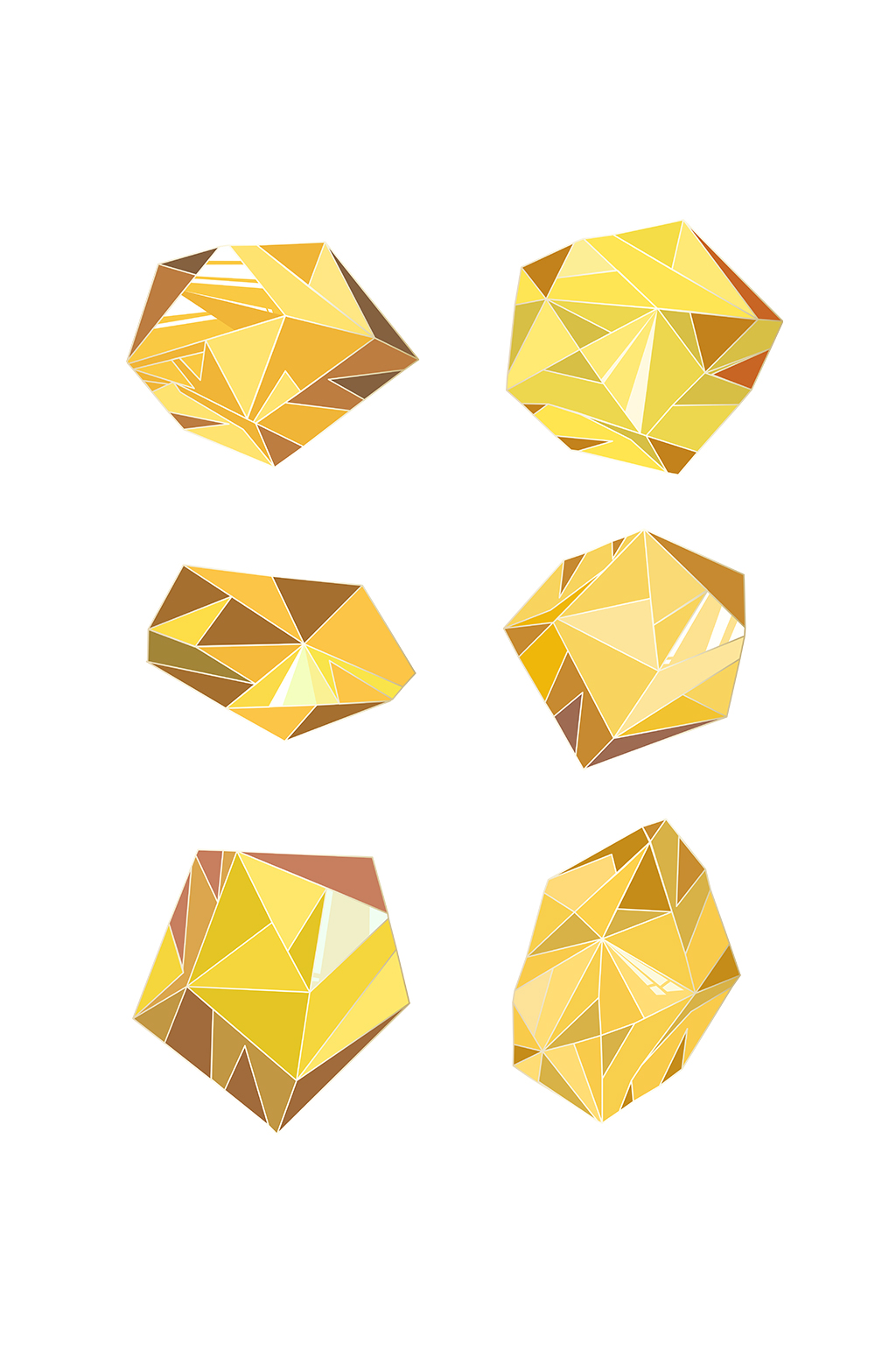 金色描边卡通风格矿石素材
