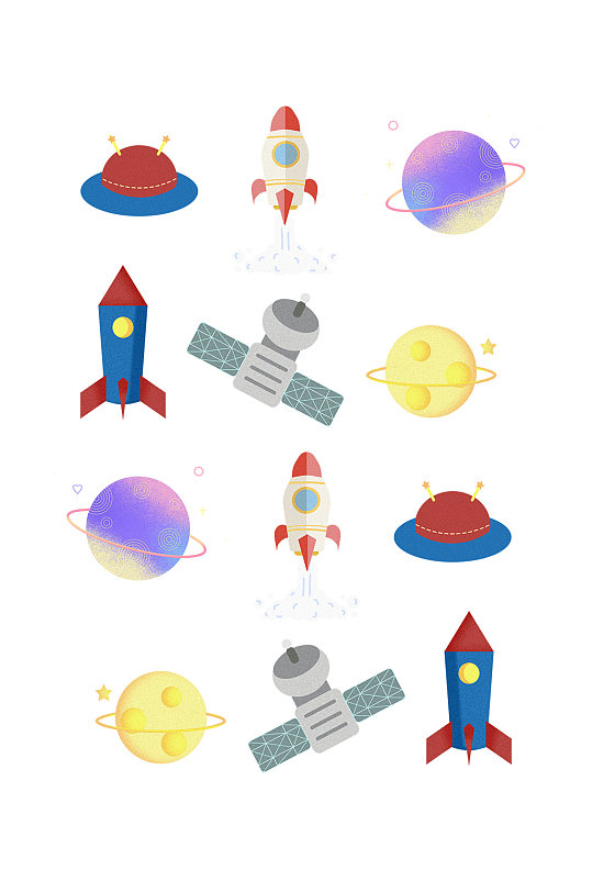 太空小元素卫星天文星球设计元素