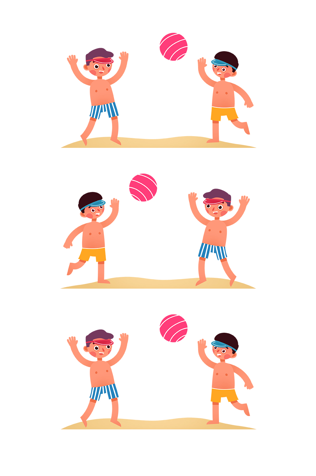 >夏日沙滩排球儿童卡通人物