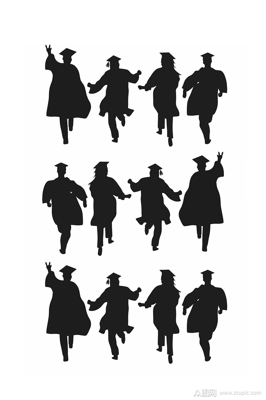 毕业季剪影人物剪影