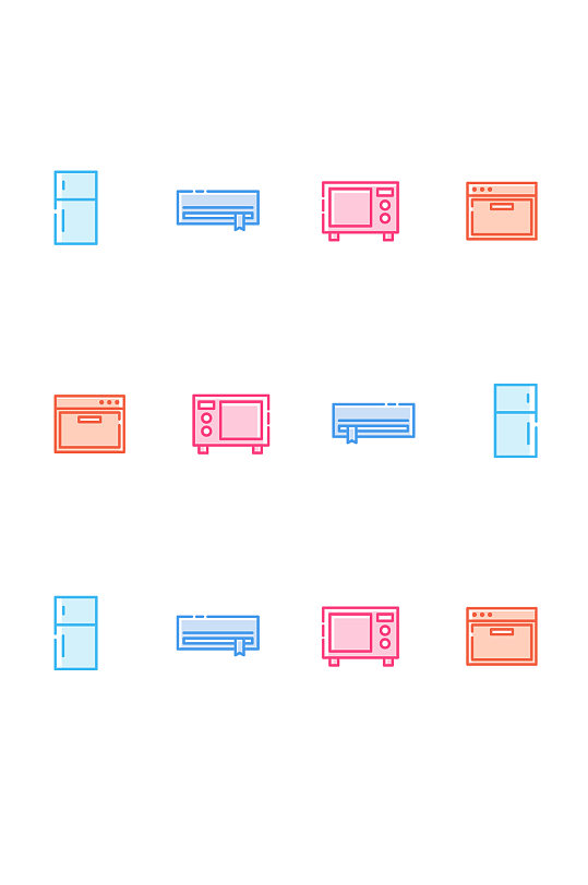 冰箱线性彩色icon生活元素