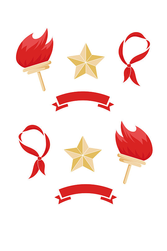 卡通少先队员火炬元素