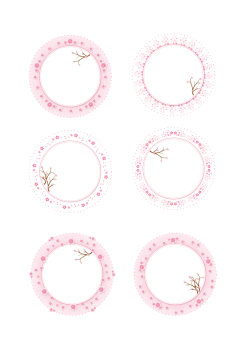 可爱粉色樱花环绕矢量免抠圆