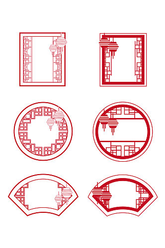 新年春节红色中国风边框矢量元素