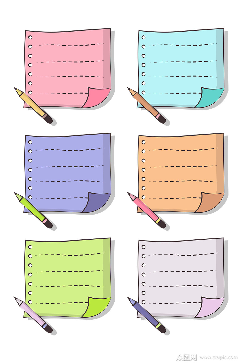 红色翻页笔记本便签模板下载-编号891300-众图网