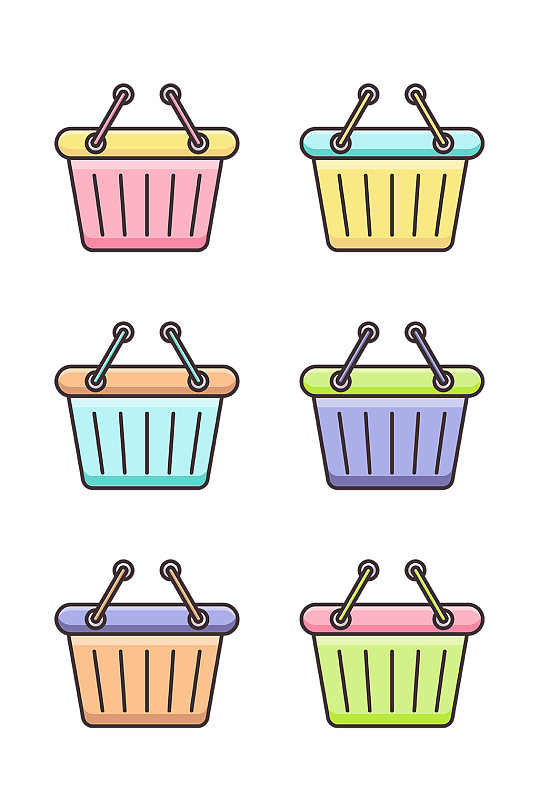 红色购物篮矢量插画