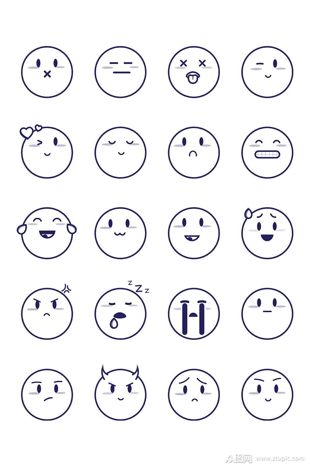 笑脸表情线型矢量图标