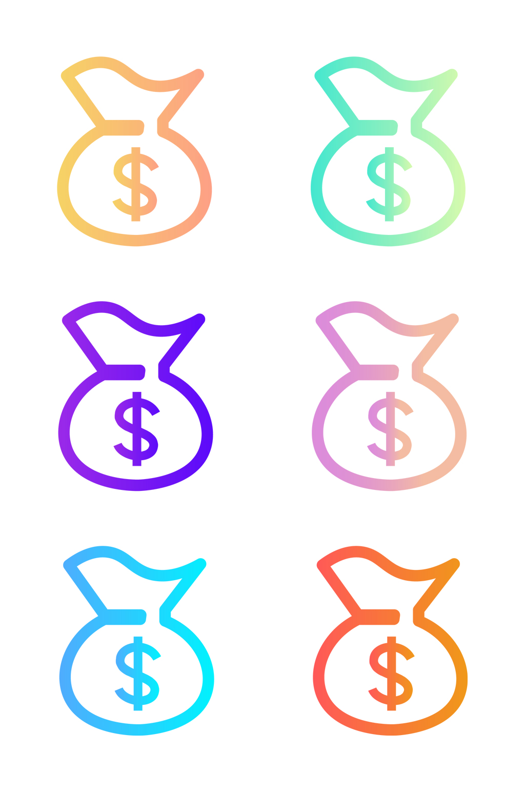 黑白线描钱袋矢量图标元素素材