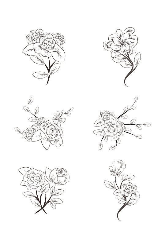 纹身花玫瑰花装饰图案