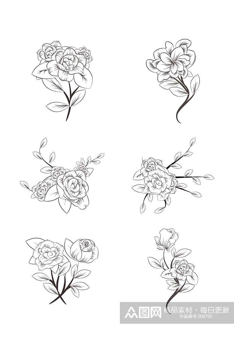 纹身花玫瑰花装饰图案素材