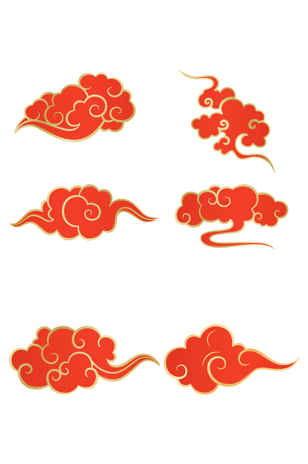 祥云花纹海浪插画祥云矢量图素材