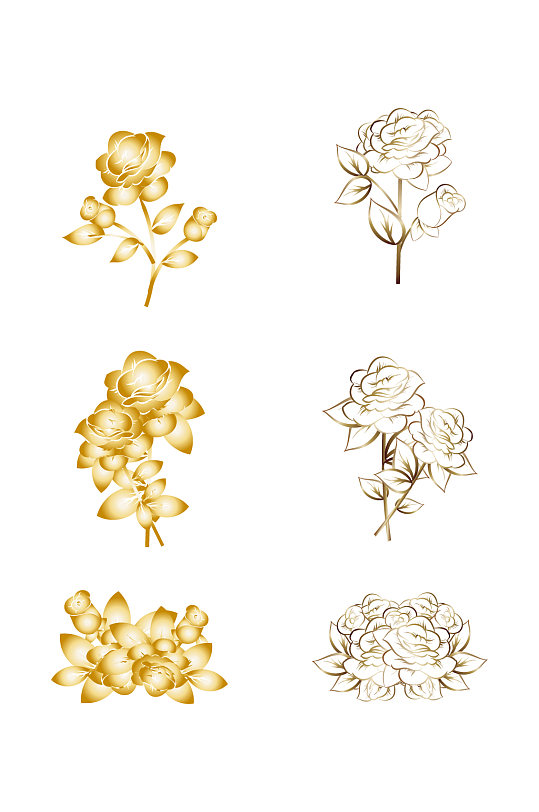中国风传统烫金鲜花花纹装饰图