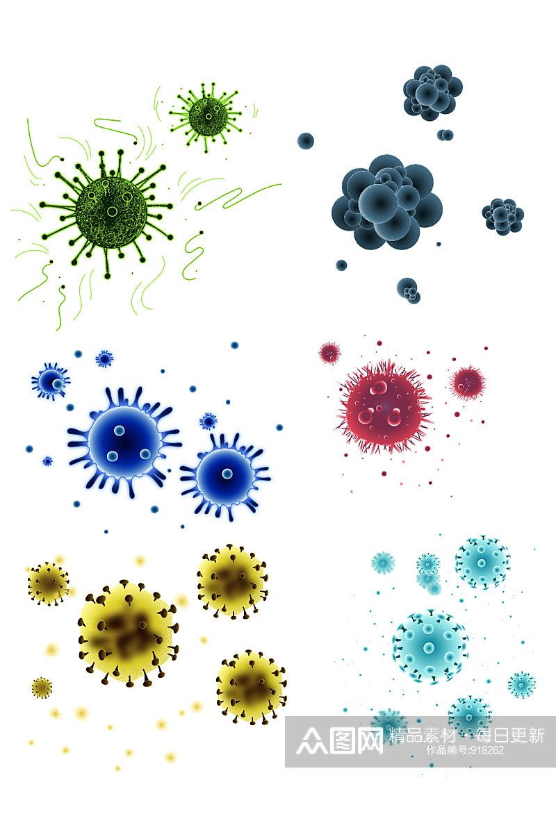 彩色病菌冠状病毒矢量素材素材