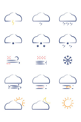简笔画简约天气图标