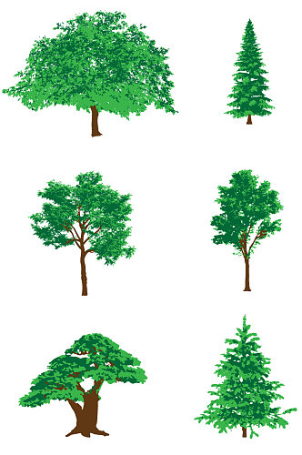 双色绿色树木森林松柏装饰图案