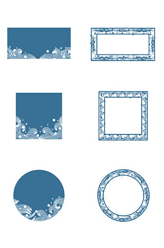 中国风金边水纹立体装饰图案 边框标题框素材