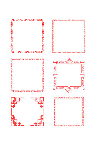 简约中式红色正方形矢量海报边框标题框