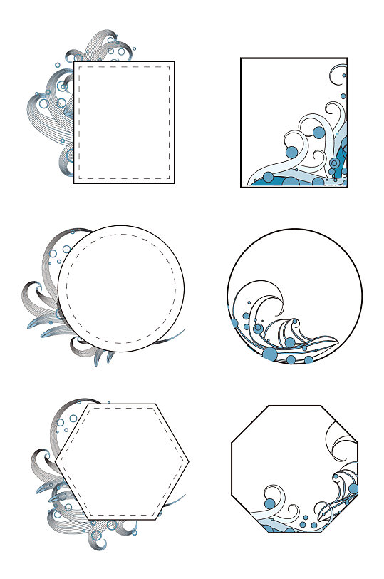 蓝色海浪白色浪花夏季海边 边框标题框