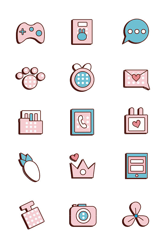 卡通手绘风通用小图标