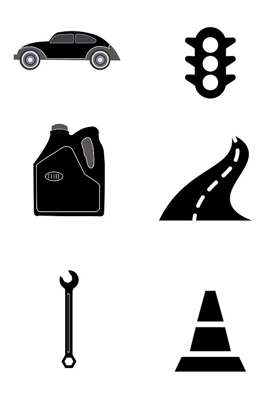 矢量简约黑白交通icon