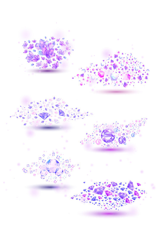 蓝紫色渐变碎钻钻石闪亮元素