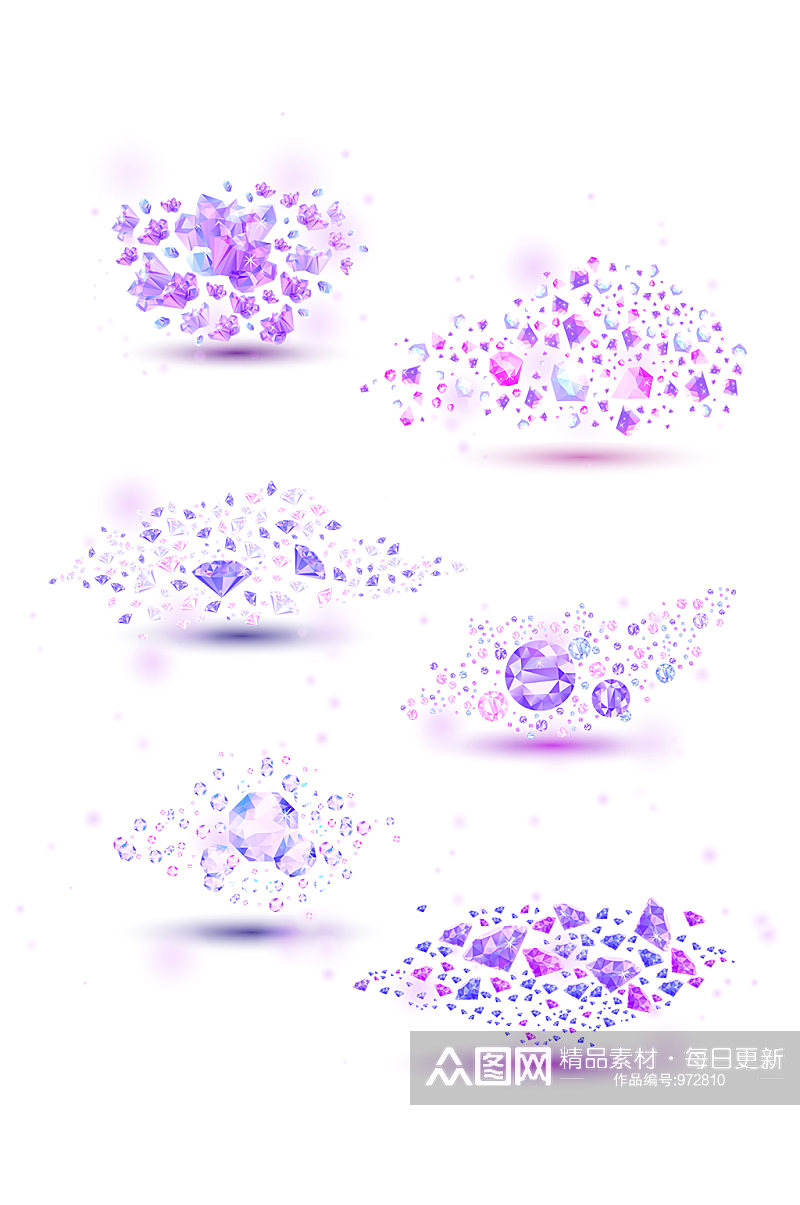 蓝紫色渐变碎钻钻石闪亮元素素材