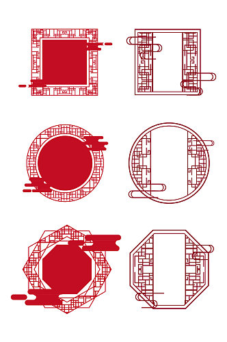 中国风古典风格扁平风格边框素材矢量图