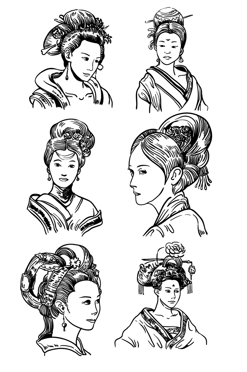 古代皇后的头发怎么画图片