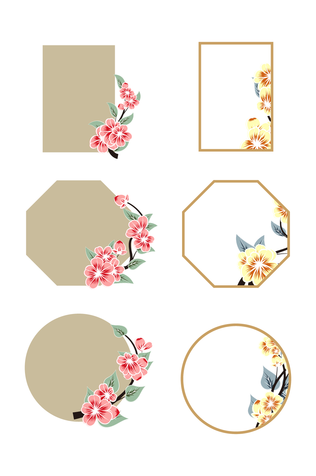 飘落的樱花花枝插画素材