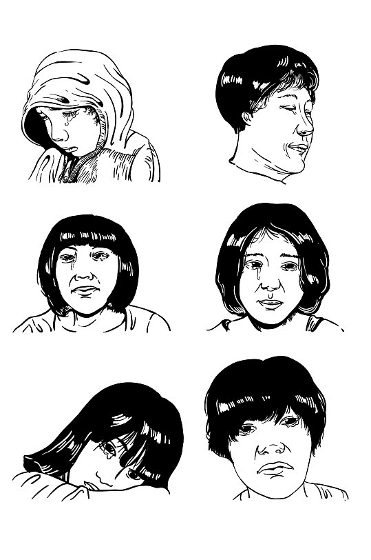 伤心的人流泪黑白手绘