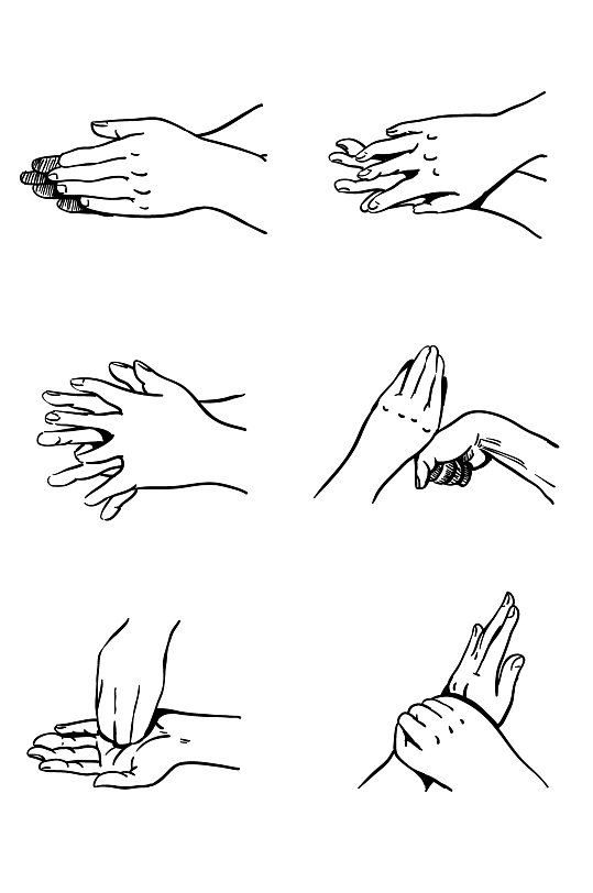 正确洗手六步法手绘步骤