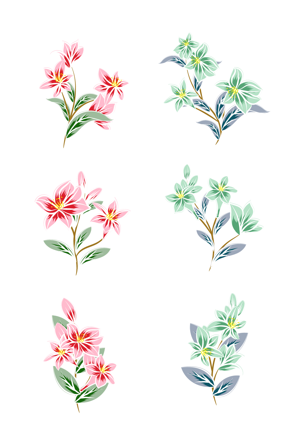 一对粉嫩的百合花装饰图案