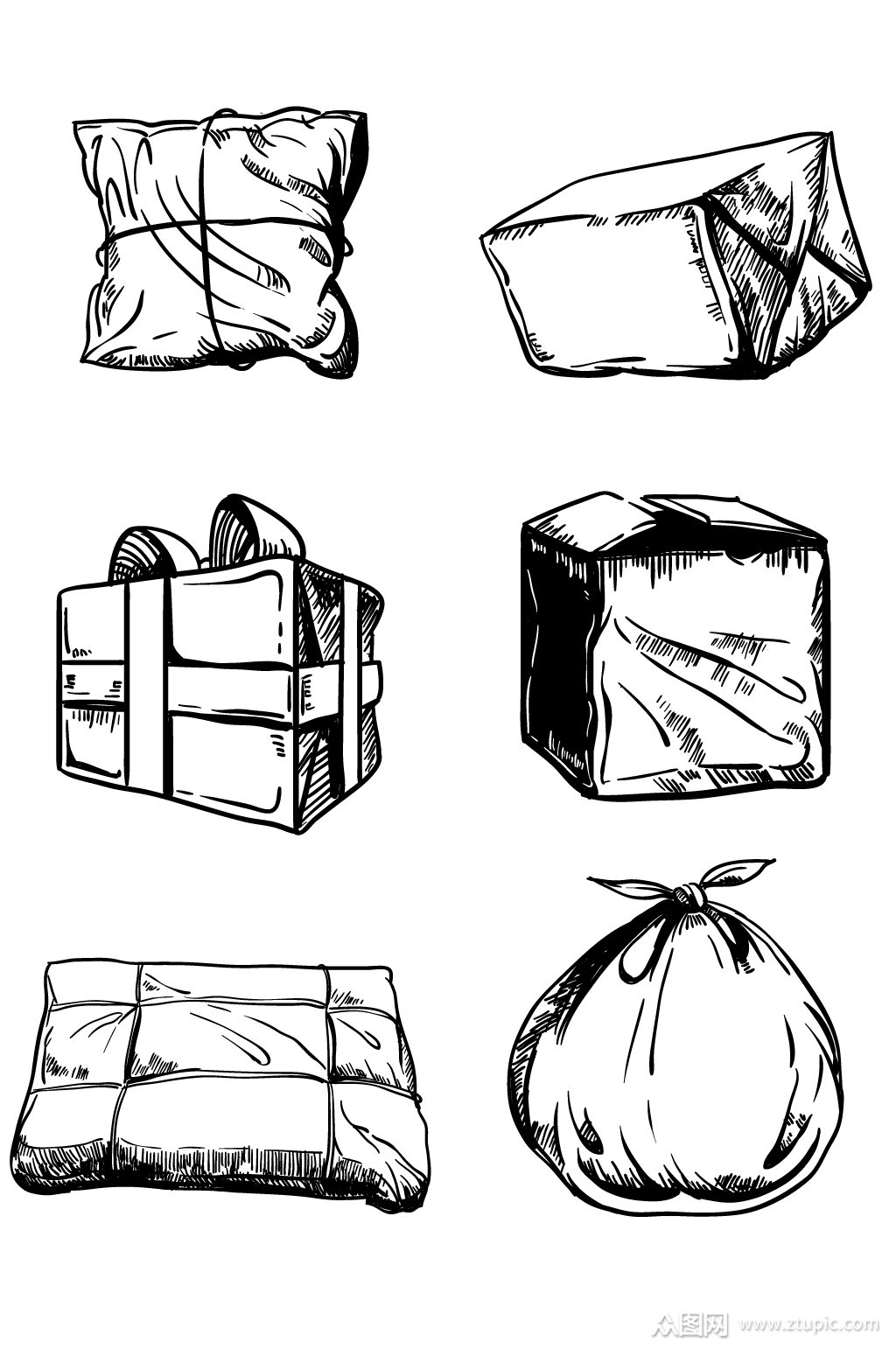 快递行李包裹手绘素材