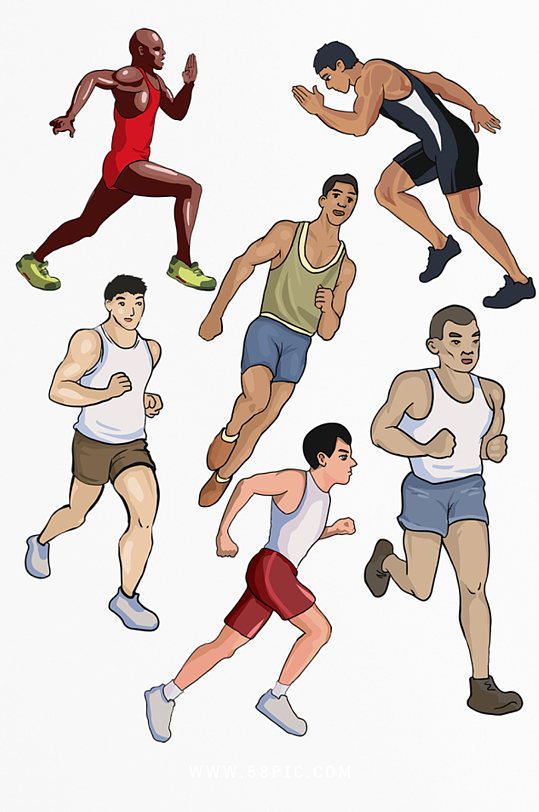 亚运会跑步运动员矢量图