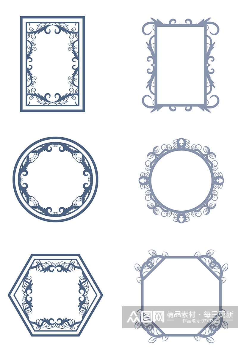 复古花纹元素线框素材