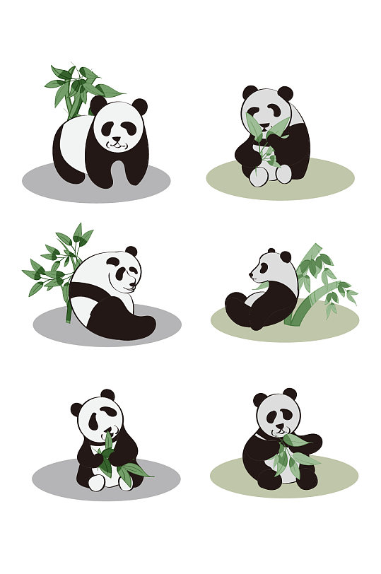 矢量手绘卡通熊猫
