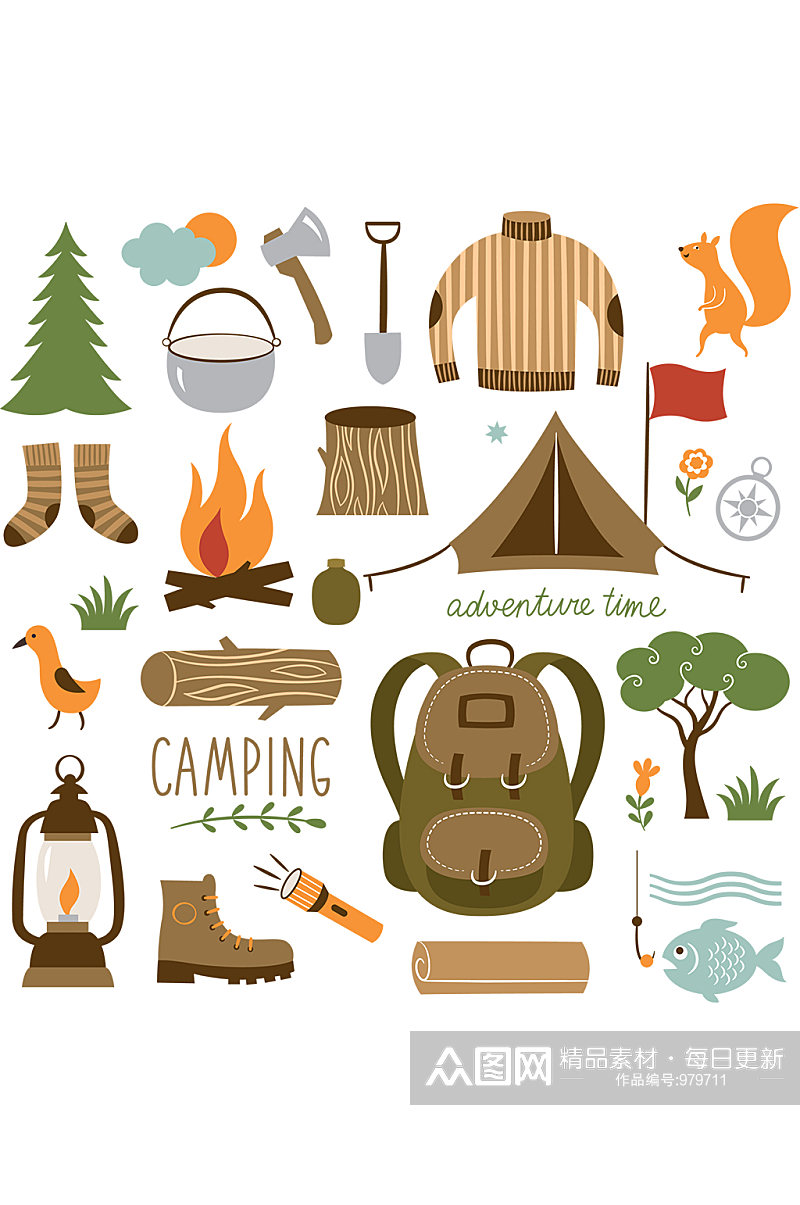 露营远足图标设置露营远足素材