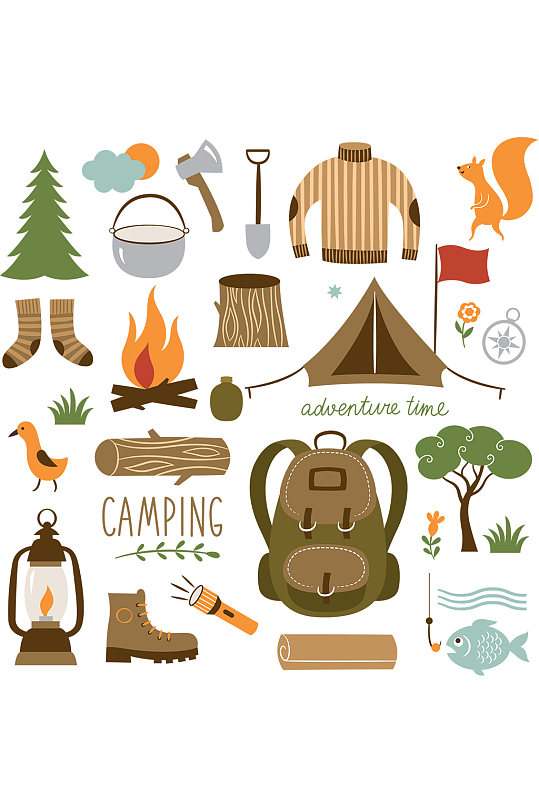 露营远足图标设置露营远足