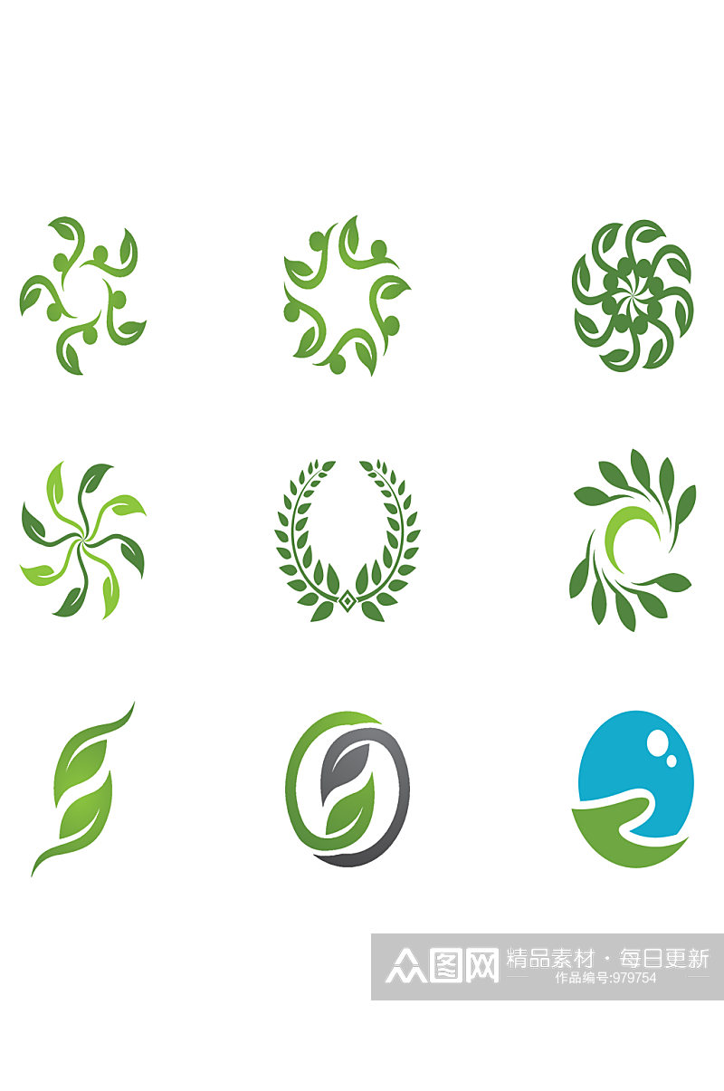 生态树徽标模板季节家庭素材