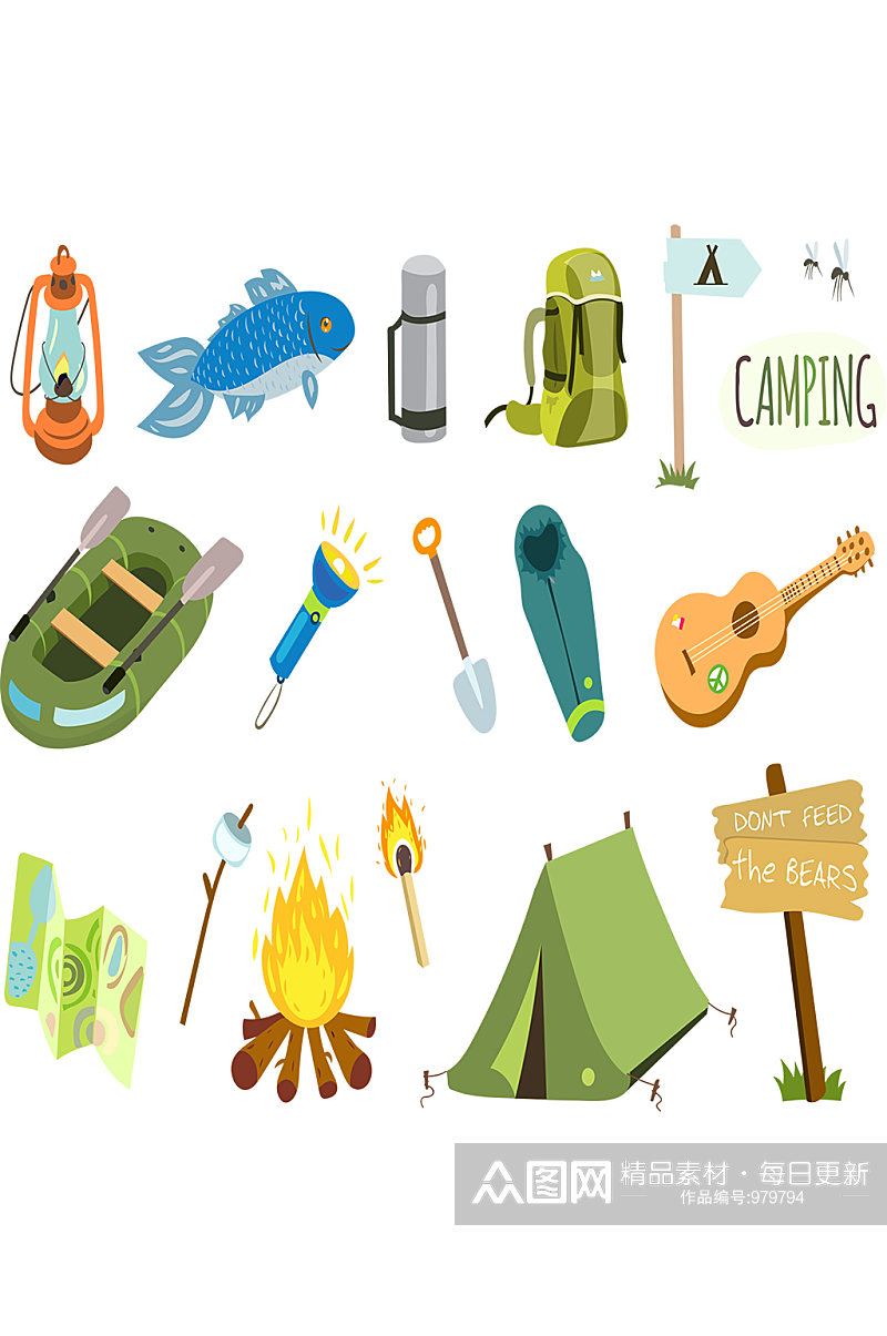 露营远足背包采集插图素材