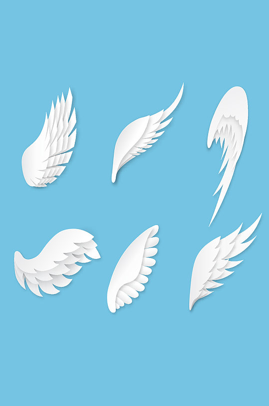 纸翼人造白色不同形状的翅膀装饰纹章