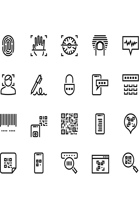 识别线图标生物识别传感器